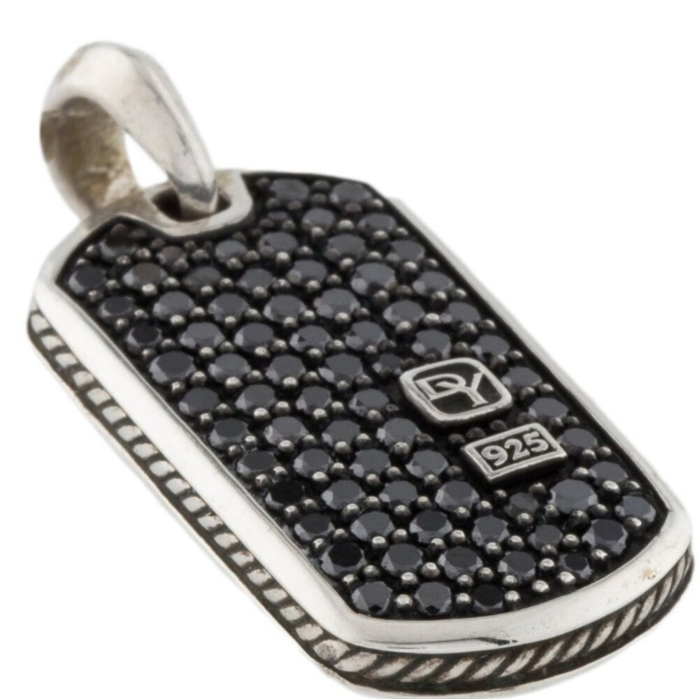DAVID YURMAN DIAMOND 0.96CTW STERLING SILVER 925 PAVÉ TAG PENDANT - Picture 7 of 7